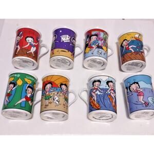 Set Of 8 Porcelain Betty Boop Coffee Cups By The‎ Danbury Mint